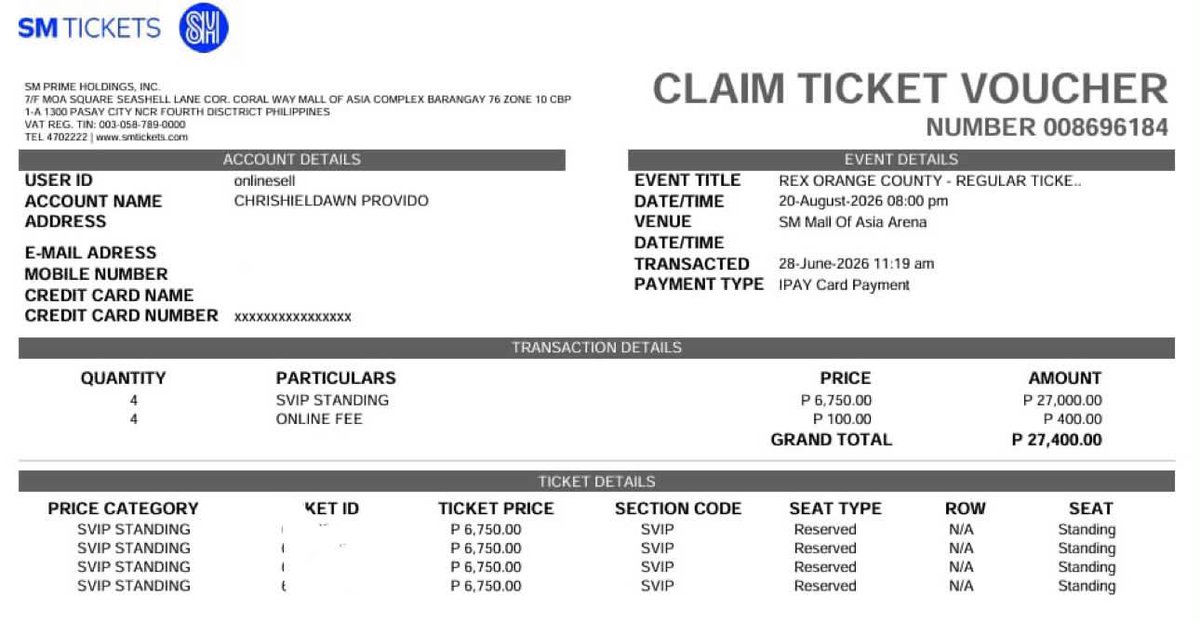 aridetu's tweet photo. WTS LFB 

Rex Orange County - Exclusive Asia Show 
- 2 VIP Standing 
- SRP lang, Php 6,850 each (including ticket fee) 

RFS: Conflict of sched (start na pala law school by August 🥲) 

DM me or Chrishiel Provido on mes!! HUHU THANK YOU https://t.co/SUGEU1rzDr