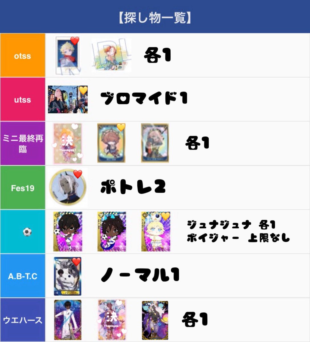 miiiiiko0418's tweet photo. 【交換/譲渡/買取】FGO Over the Same Sky otss 新聞 Fes 2021 2022 2025 6周年 7周年 10周年 編成画面風カード ポトレ ステッカー

《譲》
各リプ参照

《求》
・画像参照
（インドラ/アルジュナ/ジュナオ/カルナ/ボイジャー/ゴッホ）
・画像に記載の金額

⚡️郵送のみ、銀行振込 or PayPay。
⚡️条件は以下のとおりです。
《交換》
・1点〜取引可能。
・❤️>💛>無印の順で求めております。
・ゴッホは○との交換のみ。
・内容により複数提供可能です。

《譲渡》
・譲渡のみは5点〜。
・🩵数字の記載があるものは、数字の倍数額分○から同時にお迎えをお願いいたします。
・○は異種からの選択可能です。
・☆○は単体譲渡可能。