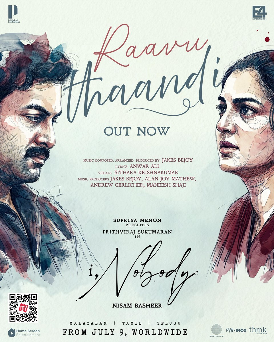 Poffactio's tweet photo. രാവ് താണ്ടിയെത്തി next loop for your playlist! 🎶🔁

Watch Now: https://t.co/0a87fHkPc6

In cinemas worldwide, July 9th!

#INobody #ANobodyLikeYou #EveryNobody

I, Nobody trailer is Out Now
Malayalam - https://t.co/vXJXhXOUeA 
Tamil - https://t.co/RMdt1WZ4BB 
Telugu - https://t.co/5gx9BmA23F