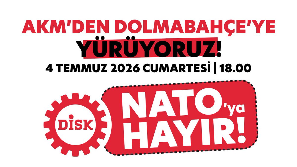 ArzuCerkezoglu's tweet photo. #NATOyaHAYIR
NATO savaş, işçiler barış istiyor.

Silaha değil insana; ölüme değil yaşama bütçe istiyoruz!

📢 AKM’den Dolmabahçe’ye yürüyoruz!

📅 4 Temmuz Cumartesi (Yarın)
🕕 18:00 https://t.co/C24XfRSoro