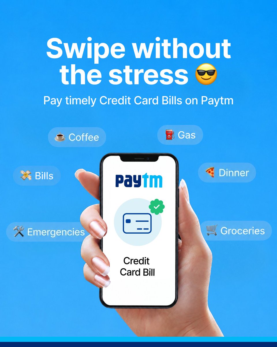 Paytm's tweet photo. Some notifications ruin your day.
"Credit Card Bill Due" shouldn't be one of them. 😉📲
Pay it instantly on Paytm.
#PaytmKaro https://t.co/KnvpLSqq9m