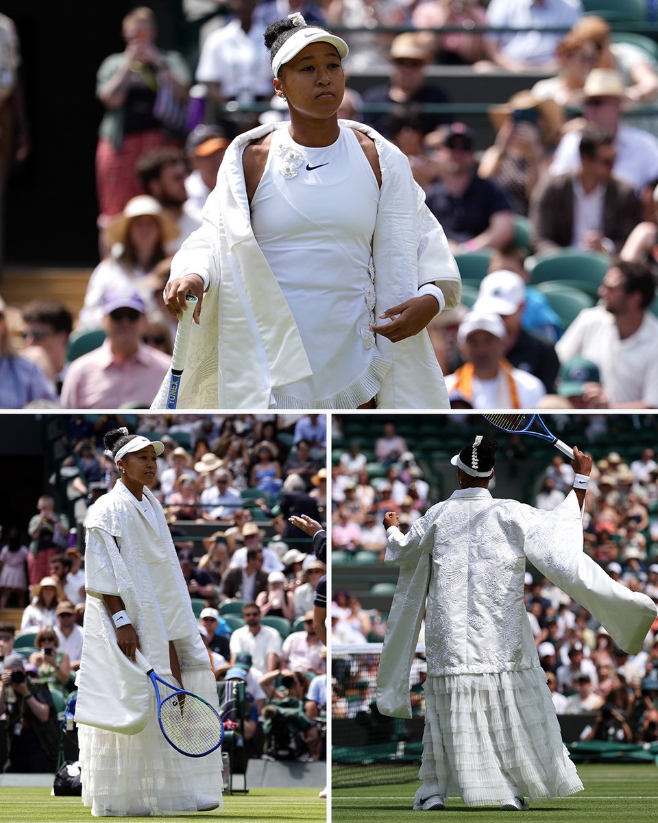 TennisChannel's tweet photo. Another round, another iconic walkout 🌟

@naomiosaka is giving us everything 👏

#Wimbledon https://t.co/dZ4pdyeVwa