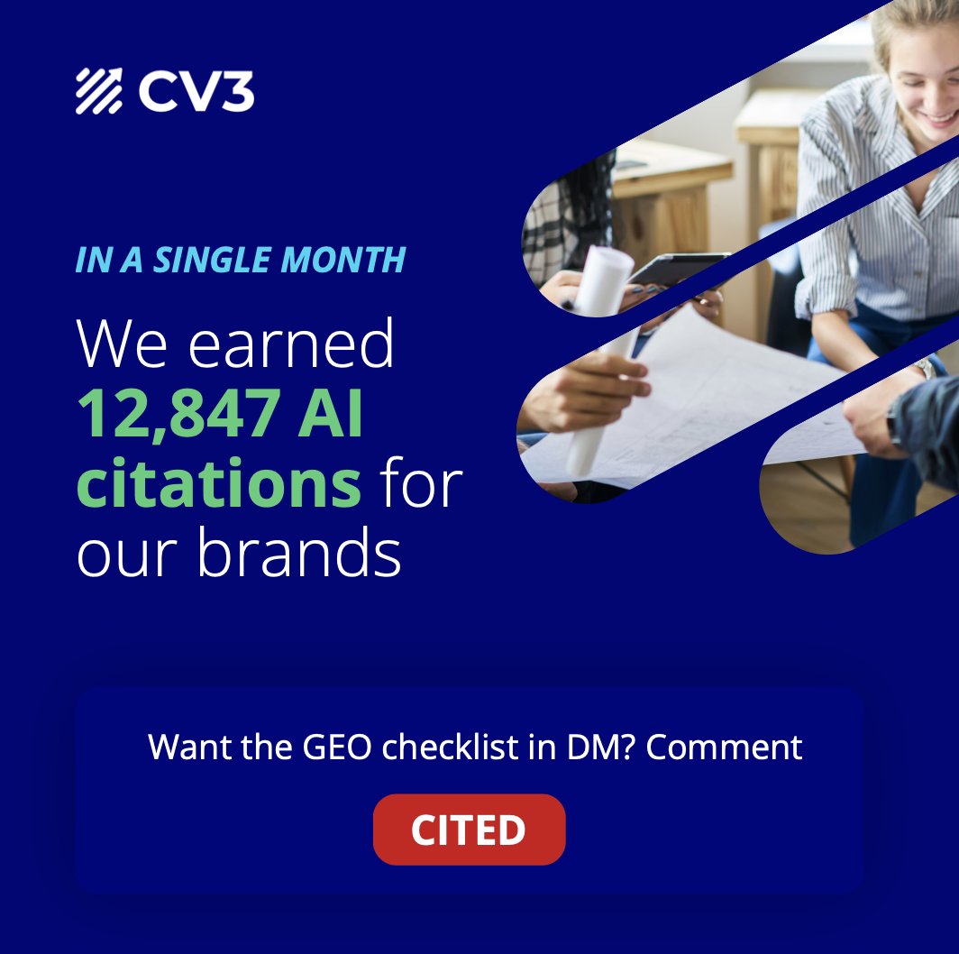 CV3Official's tweet photo. "Best snacks for a watch party" ,  AI just answered that for thousands of buyers. Were you on the list?

Answer engines don't rank 10 blue links. They cite a few brands. We earned 12,847 AI citations in one month with structured entity data. https://t.co/eRE2lyVLlY