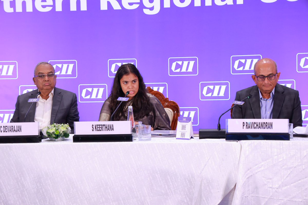 Keerthana4VNR's tweet photo. It was a privilege to address the CII Southern Regional Council today and interact with business leaders from across Southern India.

Our discussion reaffirmed our shared belief that sustainable economic growth is built on trust, innovation and partnership between government and industry.

I assured the industry that the Government of Tamil Nadu remains  committed to providing a predictable, transparent and industry-friendly environment where businesses can innovate, invest and grow.

I urged industry leaders to continue expanding their investments in Tamil Nadu as we work together to create quality employment, strengthen our existing ecosystem and move steadily up the value chain.

I also re-affirmed the government’s commitment to inclusive growth, balancing social responsibility with market efficiency.

@CII4SR 

#CMJosephVijay #TamilNadu