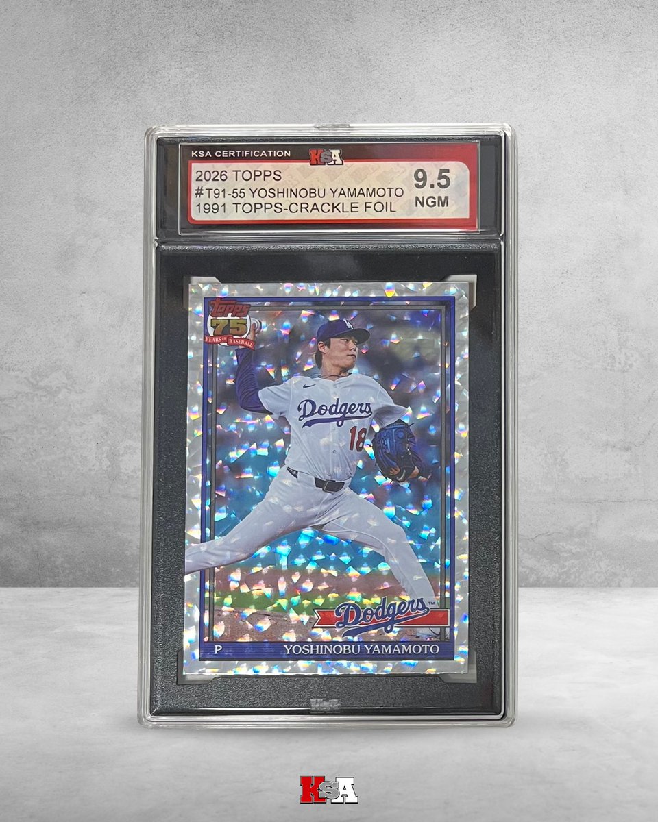 ksagrading's tweet photo. Seeing a good amount from Topps 75 in for grading. This one we had to share🔥 

#cardgrading #sportscardgrading #tcggrading #baseballcards #thehobby https://t.co/6VjepcCqqI
