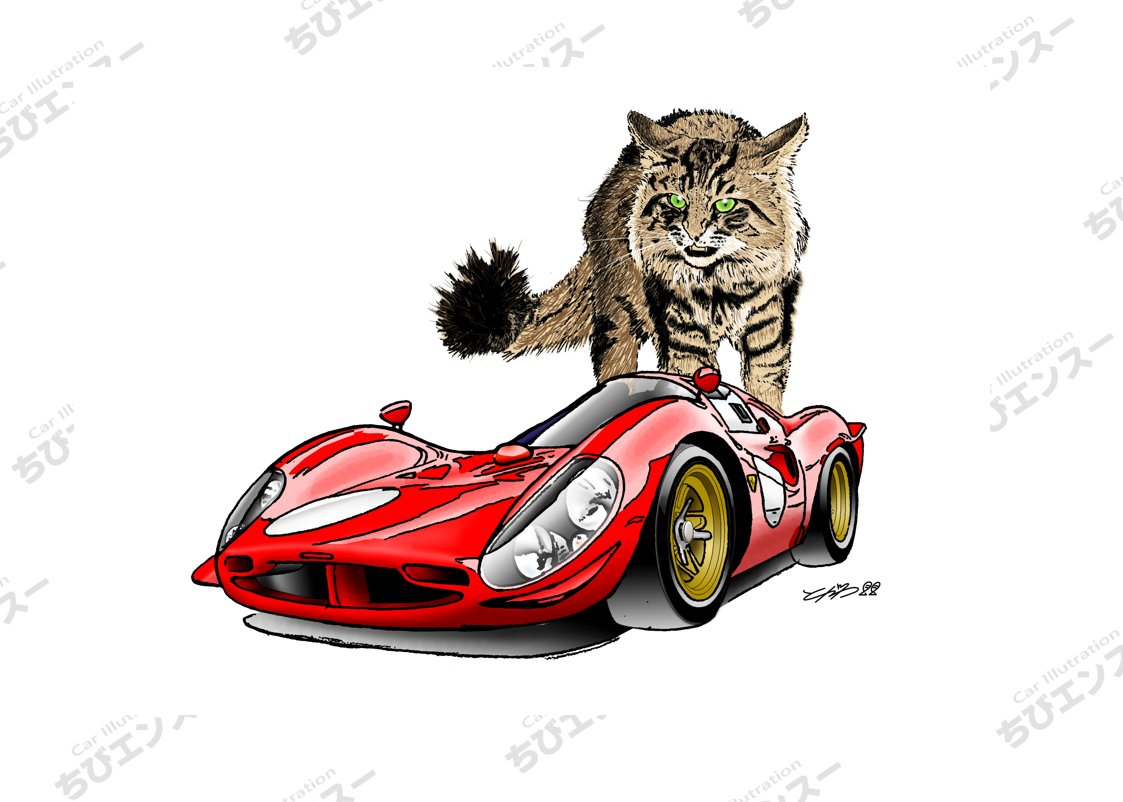 chibienthu's tweet photo. 「迫力ある容姿だけど 何だか可愛い」
#ノルウェージャンフォレストキャット #フェラーリ330P4 #動物のイラスト #車のイラスト #絵描き https://t.co/VsltX9qesH