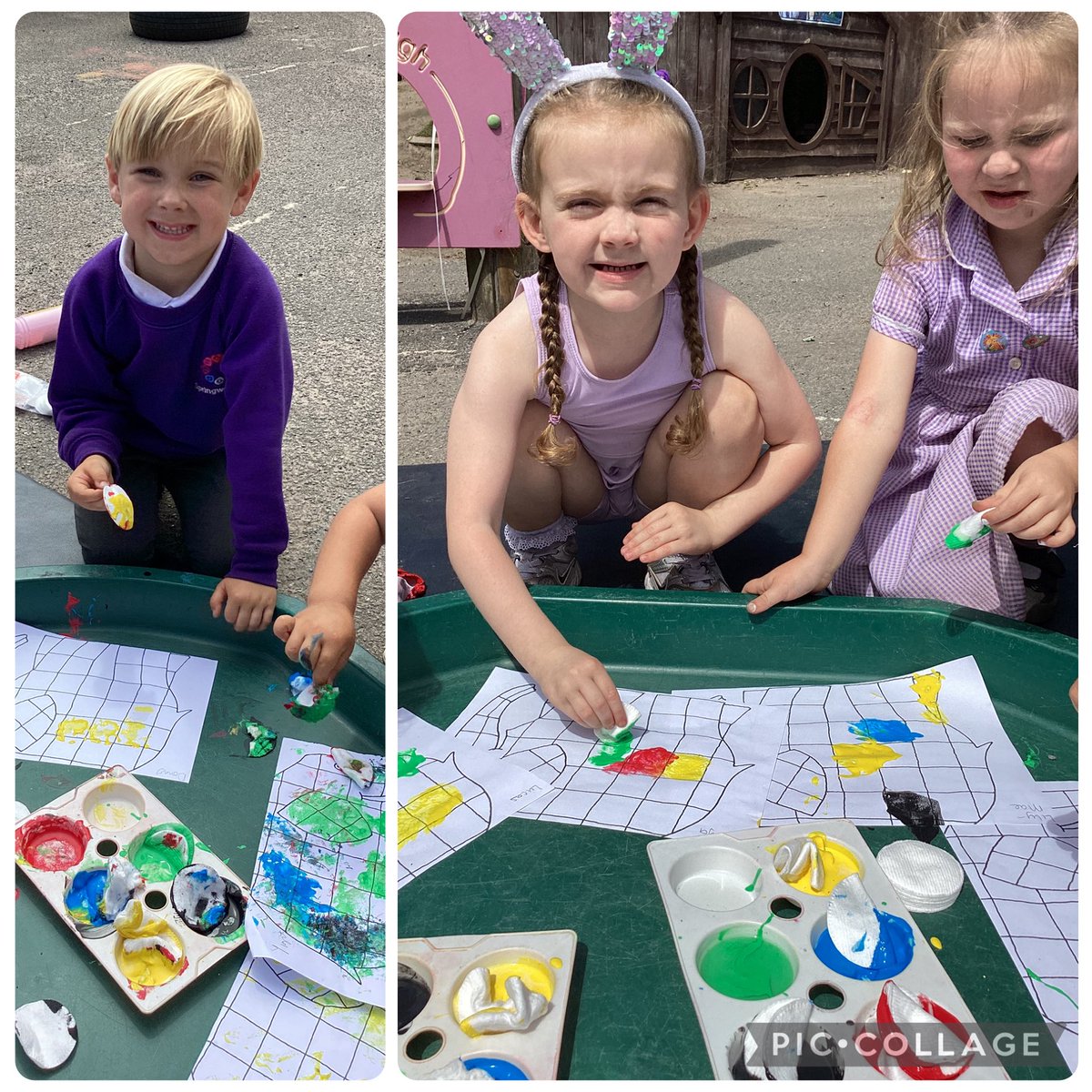 SpringwellEYFS's tweet photo. We love reading Elmer in Nursery. This afternoon we are enjoying painting in the sunshine! 🌈🌞🎨 https://t.co/qC4NXsSm2t