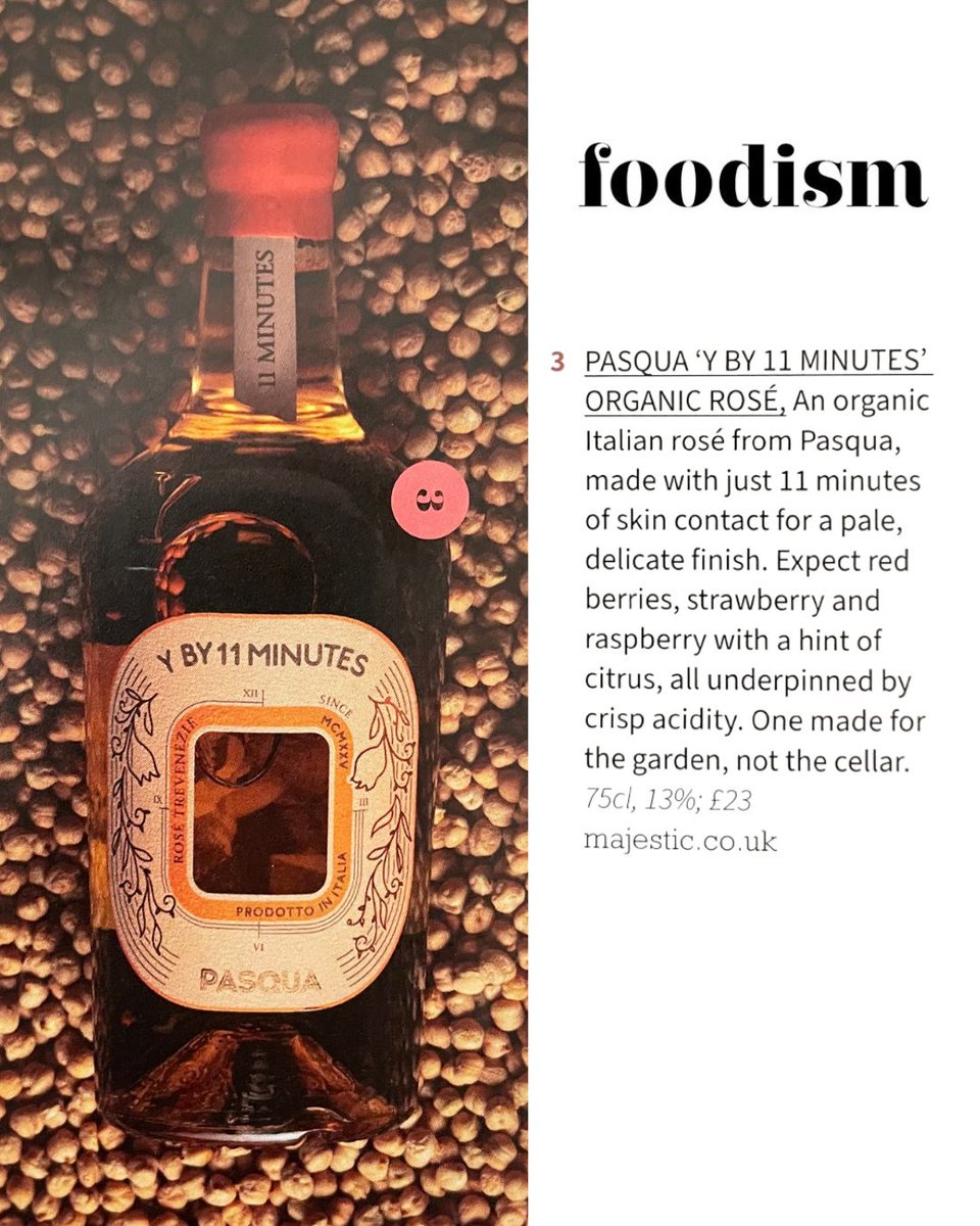 PasquaWinery's tweet photo. Y by 11 Minutes, the organic rosé from @PasquaWinery, in the latest issue of @FoodismUK.

#foodism #PasquaWines #PasquaHouseOfTheUnconventional https://t.co/KBCuJtZIRV
