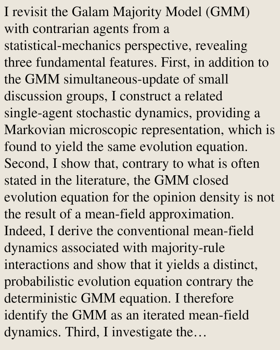 StatMechanics's tweet photo. Contrarian Majority Dynamics: Violation of Detailed Balance and Nonequilibrium Steady States

Serge Galam
https://t.co/0Qrj89xLVn [𝚌𝚘𝚗𝚍-𝚖𝚊𝚝.𝚜𝚝𝚊𝚝-𝚖𝚎𝚌𝚑] https://t.co/ebEoVEeEHP