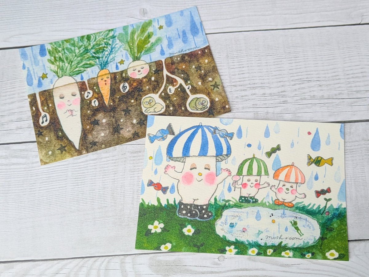 zakka_musette's tweet photo. 【mushroom】さんの
オリジナルイラストポストカード

☂️ただいま充電中♪
☂️キャンディーレイン

うふふ。
『飴』も、降っているのです。

20年ほど扱っている柄もあるのでは。懐かしく思ってくださるかたもいらっしゃるのでは…。

新たなプリントでの復活✨️
これからの展開もご期待ください。 https://t.co/20KsrNofHx