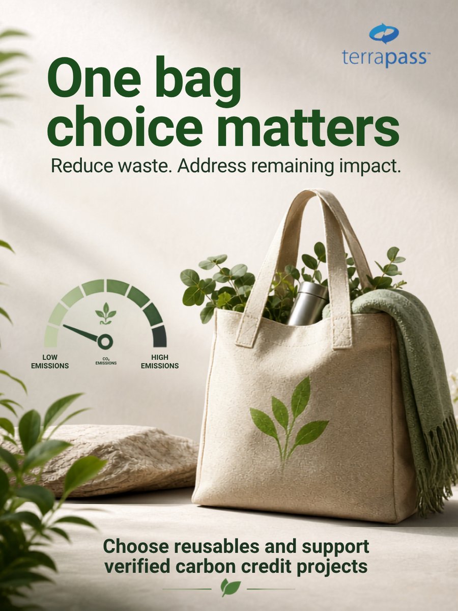 terrapass's tweet photo. Single use bags have an environmental impact that extends well beyond a single use.

On International Plastic Bag Free Day, choosing reusable alternatives is one simple way to reduce waste and lower your personal environmental footprint.

Building awareness of everyday impacts like this is an important step toward broader climate responsibility.

Discover more: https://t.co/tBuHwR73kH 

#PlasticBagFreeDay #CarbonCredits #Terrapass #SustainableChoices