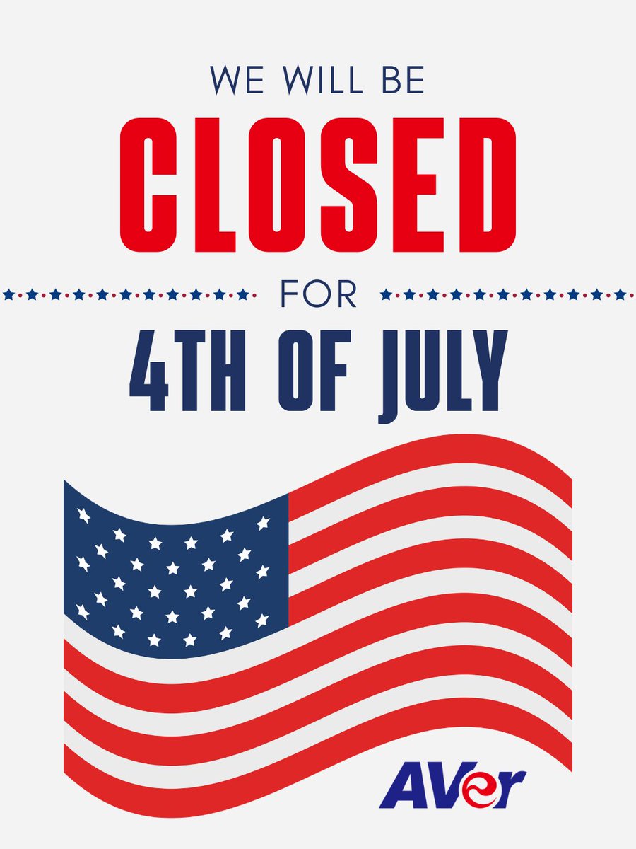 AVerInformation's tweet photo. Wishing everyone a safe and joyful July 4th as we celebrate freedom, unity, and the spirit of the red, white, and blue! Please note that AVer offices will be closed in observance of the holiday. We’ll be back on Monday, ready to support you!

#CONNECTBETTER https://t.co/zJyCifJYNQ