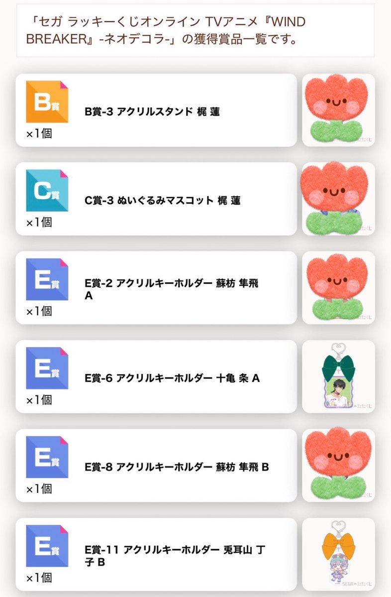 deco_jk's tweet photo. @Akuma450471 こんばんは、初めまして。
検索よりお声掛け失礼いたします。
こちらE賞十亀さん、F賞兎耳山さん所持しております。
E賞梶、F賞蘇枋との2:2で交換いただくことは可能でしょうか？
ご検討よろしくお願いいたします。 https://t.co/llDBc5mbIe