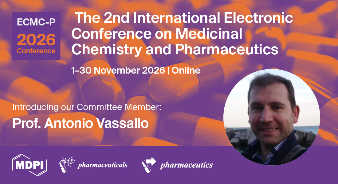 MDPIpharma's tweet photo. 📢 Excited to welcome Prof. Antonio Vassallo to the Scientific Committee of The 2nd International Electronic Conference on Medicinal Chemistry and Pharmaceutics (2ECMC-P 2026)!

📅 Nov 1–30, 2026, Online
✅ Register and submit for FREE
https://t.co/wktZ3SZ5GR https://t.co/AFeAnYs2f2