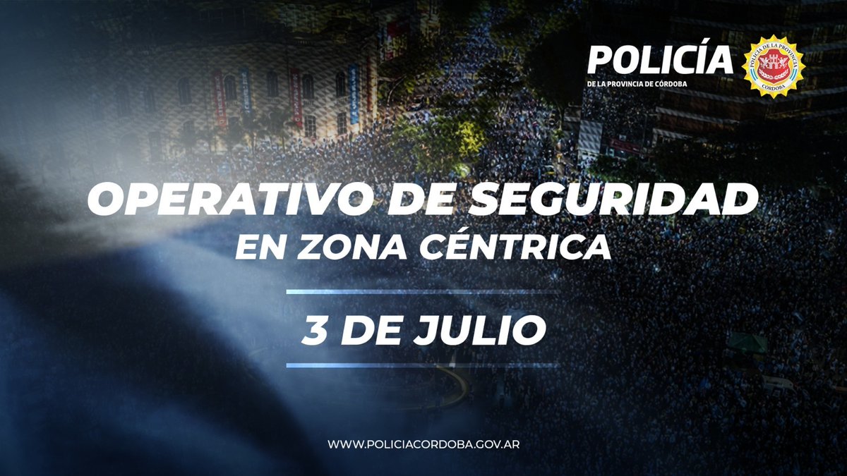 PoliciaCbaOf's tweet photo. SEREMOS INFLEXIBLES CON LOS QUE NO FESTEJEN CON RESPONSABILIDAD 🇦🇷
   
Esta noche juega la Selección Argentina y si gana deseamos que haya celebraciones en el marco del orden público.

Para ello, realizaremos un operativo especial de prevención y control en Córdoba Capital con el fin de evitar vandalismo y que todos podamos disfrutar del posible festejo. 

Si se observa que hay celebraciones desmedidas, que alteren la convivencia o el orden social, actuaremos de inmediato aplicando la ley. 

Si gana Argentina festejemos con responsabilidad, nos cuidemos y protejamos lo nuestro.