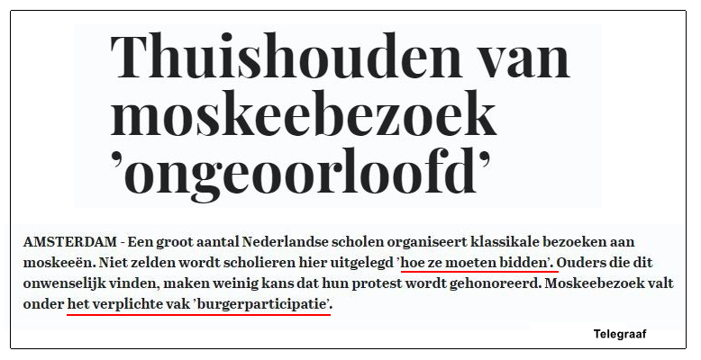 Gerard1945X's tweet photo. @D66 @IlanaRooderkerk Jullie hebben natuurlijk liever dit soort linkse scholen, waar autochtone Nederlandse kinderen geleerd wordt om - met de gezichtjes naar Mekka gericht - islamitisch te leren bidden (thuishouden is ongeoorloofd). https://t.co/AxBP99lAVp