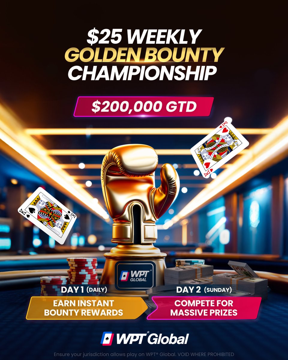 wpt_global's tweet photo. Your shot at the Weekly Golden Bounty starts here 🏆

We’re giving away seats for SUPER SAT at 08:01 UTC, 400 seats GTD

Comment below to enter #GOLDEN https://t.co/deJ6fFx8Ys