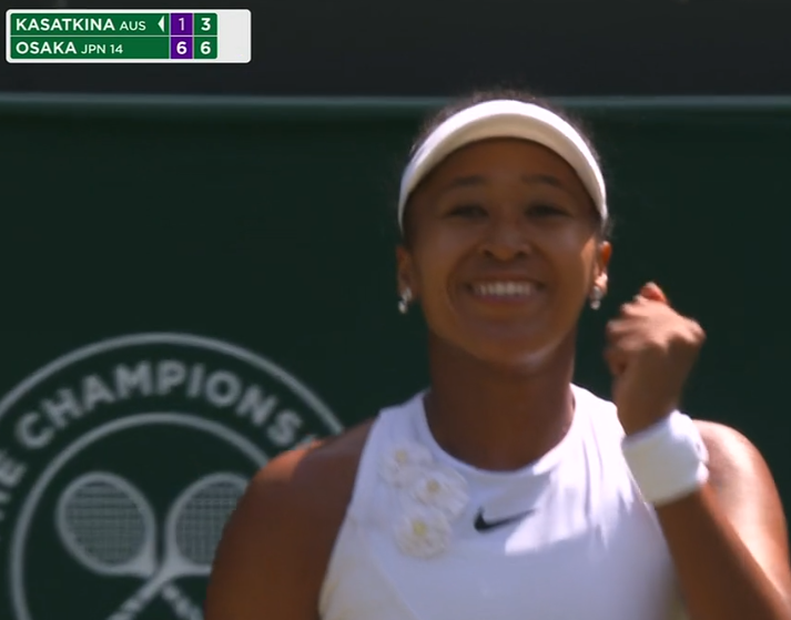 josemorgado's tweet photo. Former #1 Naomi Osaka defeats Daria Kasatkina 6-1, 6-3 to reach the second week at #Wimbledon for the first time at 28 years old.

One month after reaching her first 2nd week at Roland Garros... https://t.co/O5bsaQWlzq