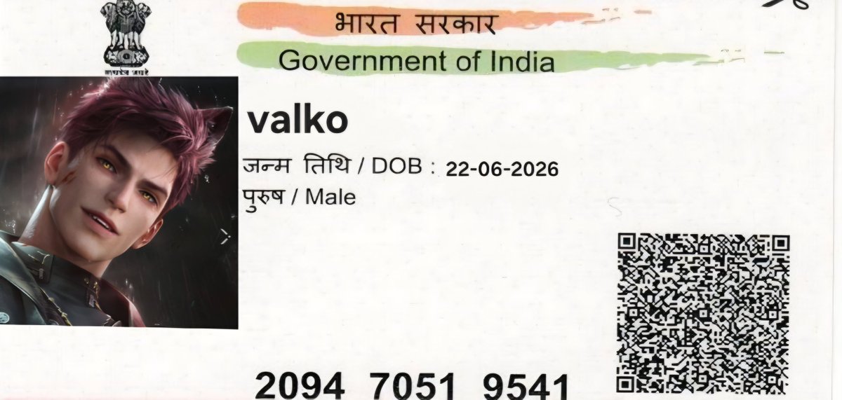 mincvnt's tweet photo. Made him an adhar card. Ab ise jaru ka gulam banau gi https://t.co/z67bdIHekE