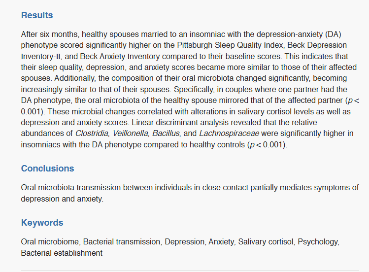 Babygravy9's tweet photo. We also know that microbe transfer between housemates and especially sexual partners living together is likely to be responsible for the sharing of depressive symptoms. https://t.co/AoKygIO02z
