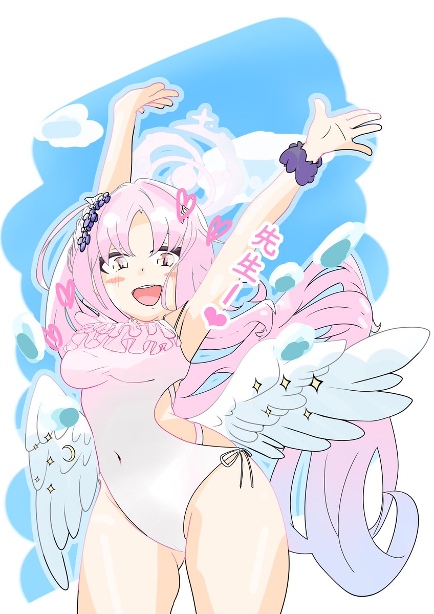 blue_custom_arc's tweet photo. 「先生ー！☀️」

コミケ版水着ミカ描きました！

#ブルアカ
#ブルアカファンアート https://t.co/Ucrd78gXoe
