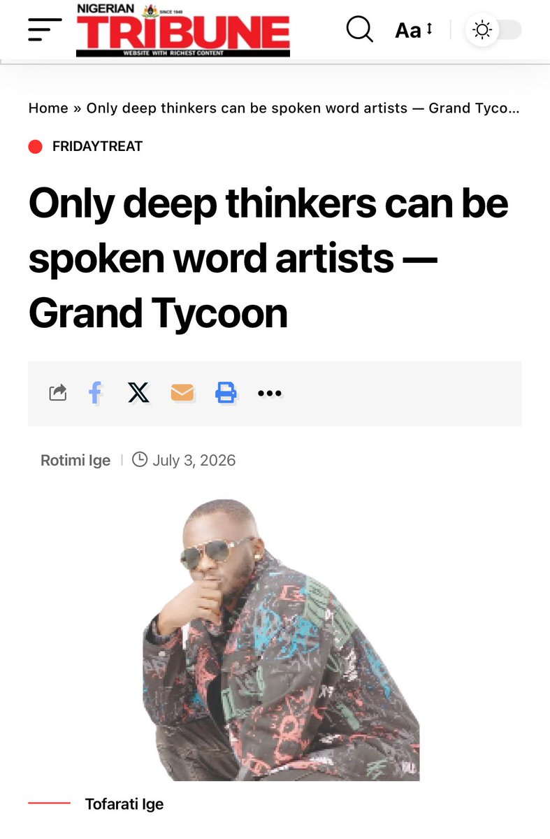 grandtycoon's tweet photo. Spoken word is an art form that can only be practised by deep thinkers, and those who read between the lines.
Find out why I said so in this story in Nigerian Tribune:

https://t.co/24T3XZuooB https://t.co/HVLkNmIMIC