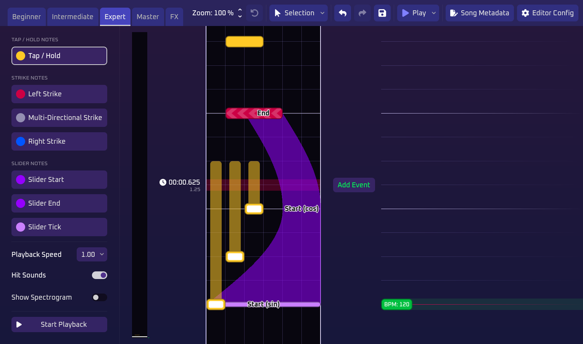 _Aninoss's tweet photo. Next RhythmStrike update will include a complete note chart editor, as well as the ability to test your own charts in the game via the editor! Support for sharing and downloading charts from the Steam Workshop will be added in a following update. https://t.co/vaf36qqkkq