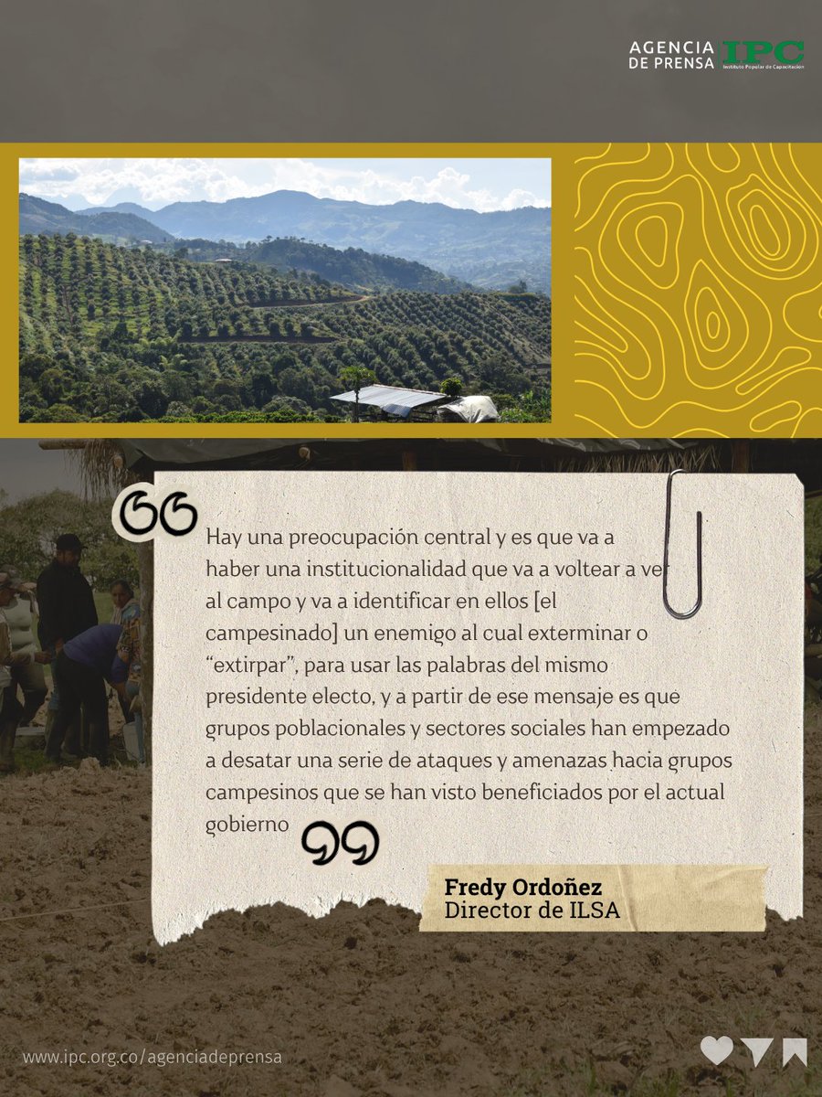 IPCoficial's tweet photo. #Tierra | 🚨La implementación de la reforma agraria enfrenta una realidad de contrastes. 

📚Mientras se logran hitos en el reconocimiento jurídico del campesinado y la entrega de predios a las comunidades rurales, la seguridad de los beneficiarios y la estabilidad de las instituciones siguen tambaleando y se enfrentan a grandes desafíos.

🗣️Conversamos con Fredy Ordóñez y Santiago Valencia sobre los logros y retos en materia de acceso a tierras. 

📱Conoce el análisis completo en: https://t.co/WbPWrl4oQs
