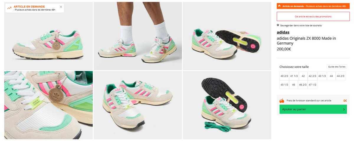 RESTOCK adidas ZX 8000 Made in Germany Off White Pink Court Green