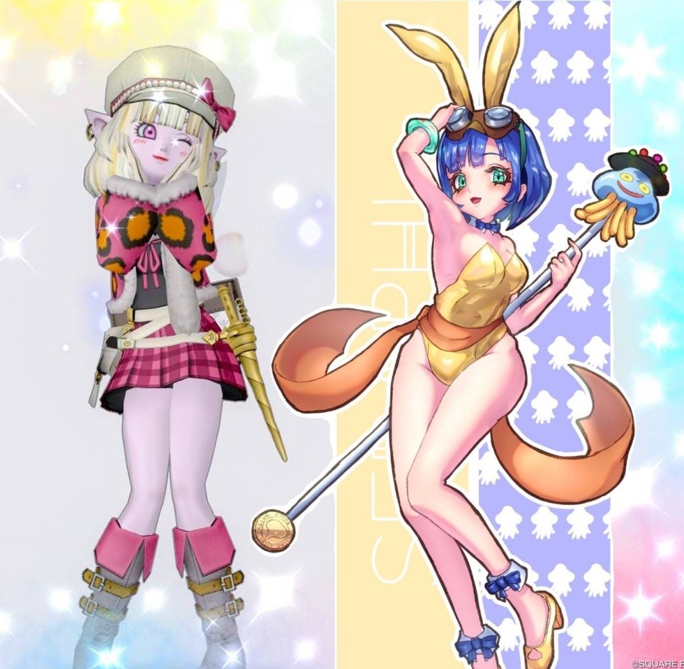 erichi_DQX's tweet photo. 2週に渡る、#ブルノ の歌パフォ。

第2週のゲストは
ご存知、歌パフォのスペシャリスト
クリスちゃん　 @Kurisu_dqx_Z9 
うまぴょいで♪

圧倒的なドレアセンスと
歌パフォの
マールレッタちゃん　 @DQX_Marlletta
初音ミクの新曲で♪

このあと　24～25時
無料で出入り自由です
遊びに来てね🎉 https://t.co/F6xUN2tXVj