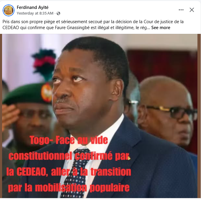 AblodeGbadja1's tweet photo. TOGO - Pris dans son propre piège et sérieusement secoué par la décision de la Cour de justice de la CEDEAO qui confirme que « M. Feuille de route et Visions » alias @FEGnassingbe est illégal et illégitime, le régime togolais nage dans ses subterfuges. En plus de jouer sur le temps en espérant que la tempête se calme, il essaie de faire de la diversion en lançant le 30 juin 2026 une rencontre du Cadre permanent de concertation (CPC) pour brouiller les pistes de transition réclamée par l’opposition pour combler le vide constitutionnel.