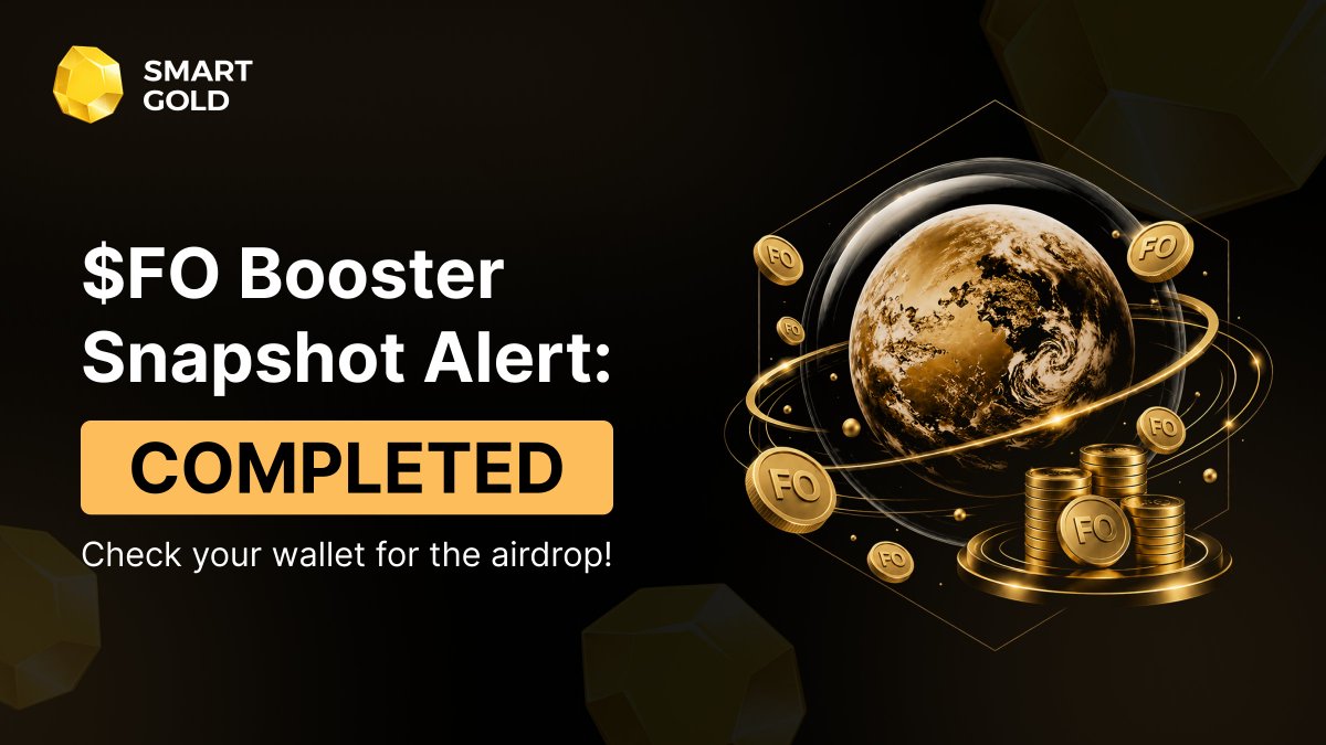 SmartGoldHQ's tweet photo. The Fifth $FO Booster Airdrop Is Here

Smart Gold AI engine delivers consistent, institutional-grade performance throughout the volatility nature of the market

‼️ Snapshot Finalized. Airdrop Distributed

⬇️ More details in the next thread

🧵

1/2 https://t.co/xoy3gSCM2f