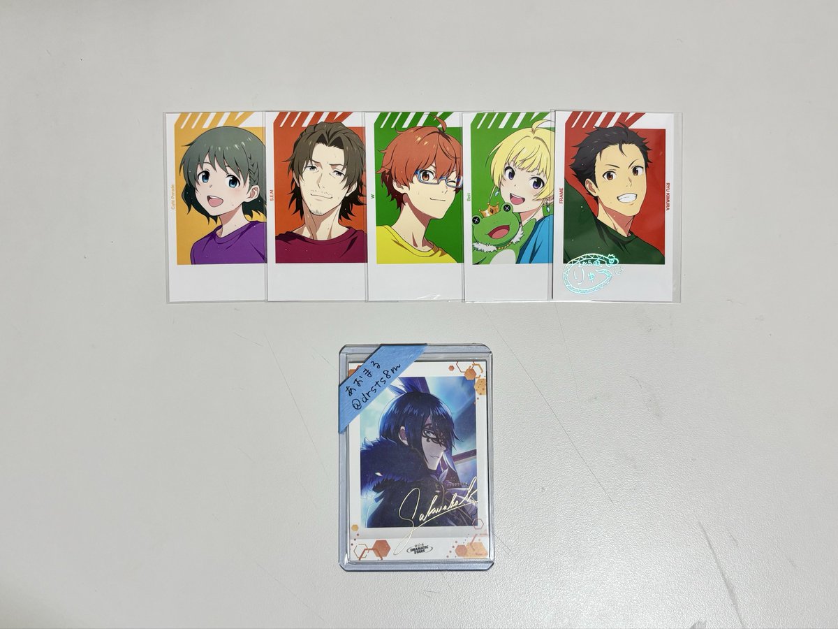 drsts8m's tweet photo. 【交換】sideM FiFS展 EX 特典 チケット風カード フォト風カード 

譲
チケ　涼2、輝、冬馬、類、荘一郎、幸広、恭二、ピエール
フォト
N：巻緒、次郎、享介、ピエール
箔：龍

求
チケ・フォト　道夫＞百々人＞北斗
チケのみ　薫、想楽

衣装展7/10,26手渡し、郵送、その他相談。過去回別ツイ有。 https://t.co/E8I8rehkVm