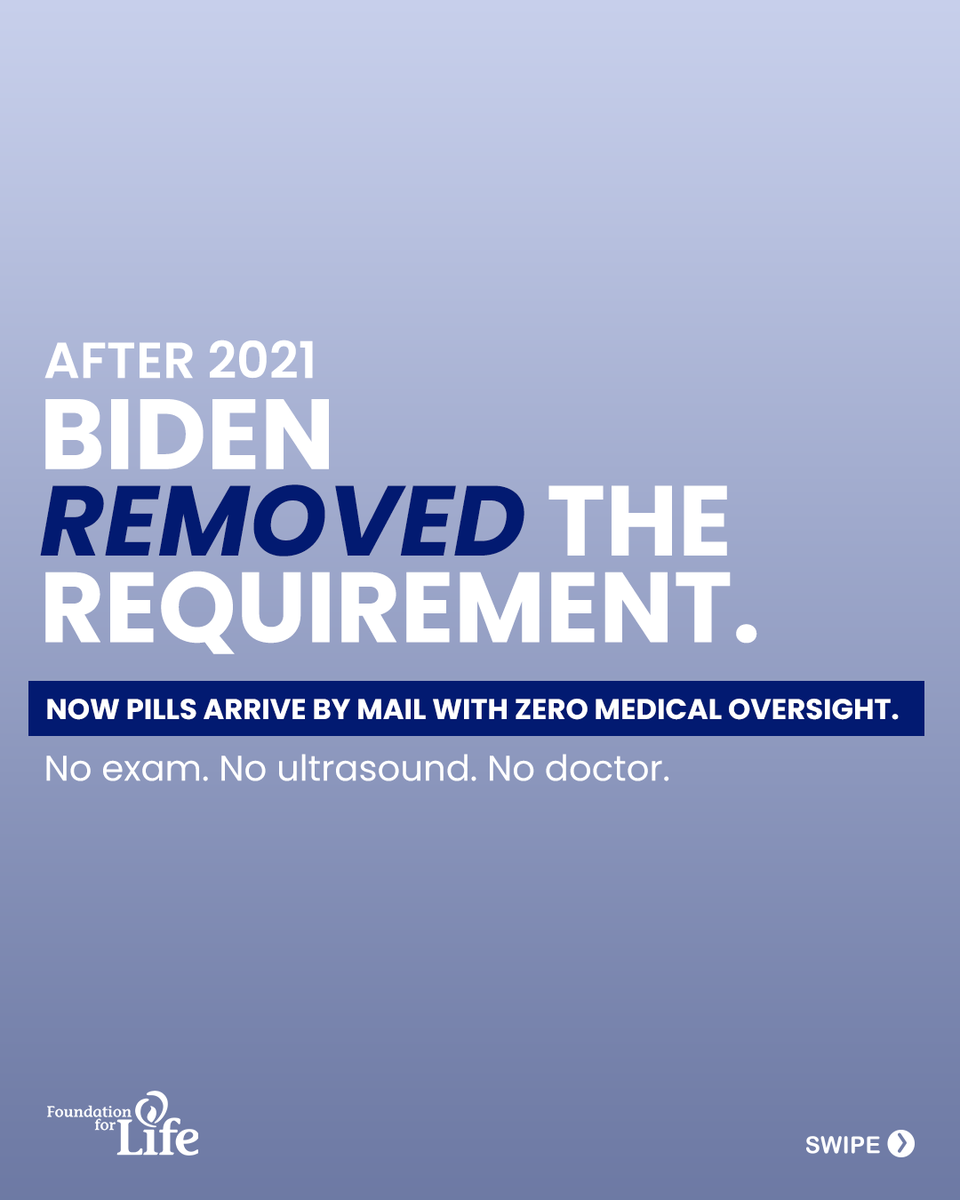 FFL_NWO's tweet photo. In 2021, a policy change from the Biden administration removed critical medical safeguards for women seeking chemical abortion.

Swipe through to see what was lost—and why it matters.

Then take action 👉 https://t.co/4GgWbN4bAk https://t.co/hbADPBX83d