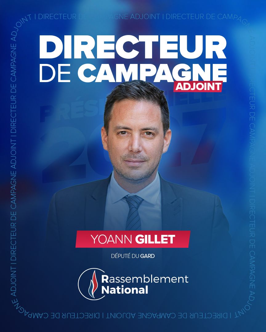 RNational_off's tweet photo. 📣 La campagne présidentielle s'organise !

💪🏻 Le Rassemblement National renforce son équipe avec la nomination de @YoannGillet30, député du Gard, comme directeur de campagne adjoint pour l'élection présidentielle, aux côtés de @jsanchez_rn.

🇫🇷 Une équipe expérimentée, déterminée et pleinement mobilisée pour préparer l'alternance et porter notre projet jusqu'à la victoire en 2027.