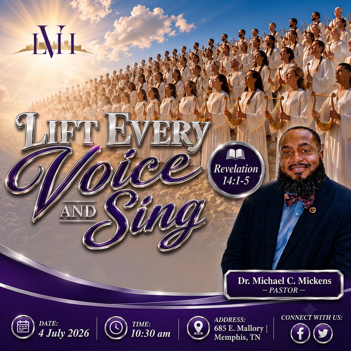 LongviewSDA_685's tweet photo. Please join us this Saturday, at The View, for Sabbath Morning Service and Independence Day. This Sabbath, Dr. Michael C. Mickens will deliver the message entitled  "Lift Every Voice and Sing." The scripture text will be taken from Revelation 14: 1-5. https://t.co/VQZjRmaKSU