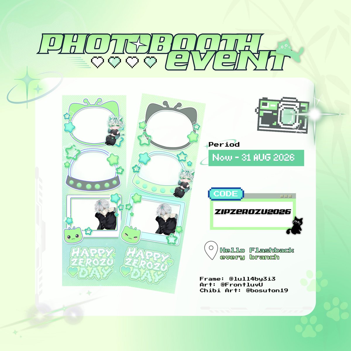 zipzipzerozu's tweet photo. ⓟⓗⓞⓣⓞⓑⓞⓞⓣⓗ

มาถ่ายรูปกันนะเมี๊ยว 💚
CODE : ZIPZEROZU2026
Location : Hello Flashback Photobooth ทุกสาขา

ถ่ายแล้วติดแท็ก #เหมียวเซโระบุกโลกแล้ว มาอวดกันได้เลยนะเมี๊ยว 😻 https://t.co/zNE0ud23Ex