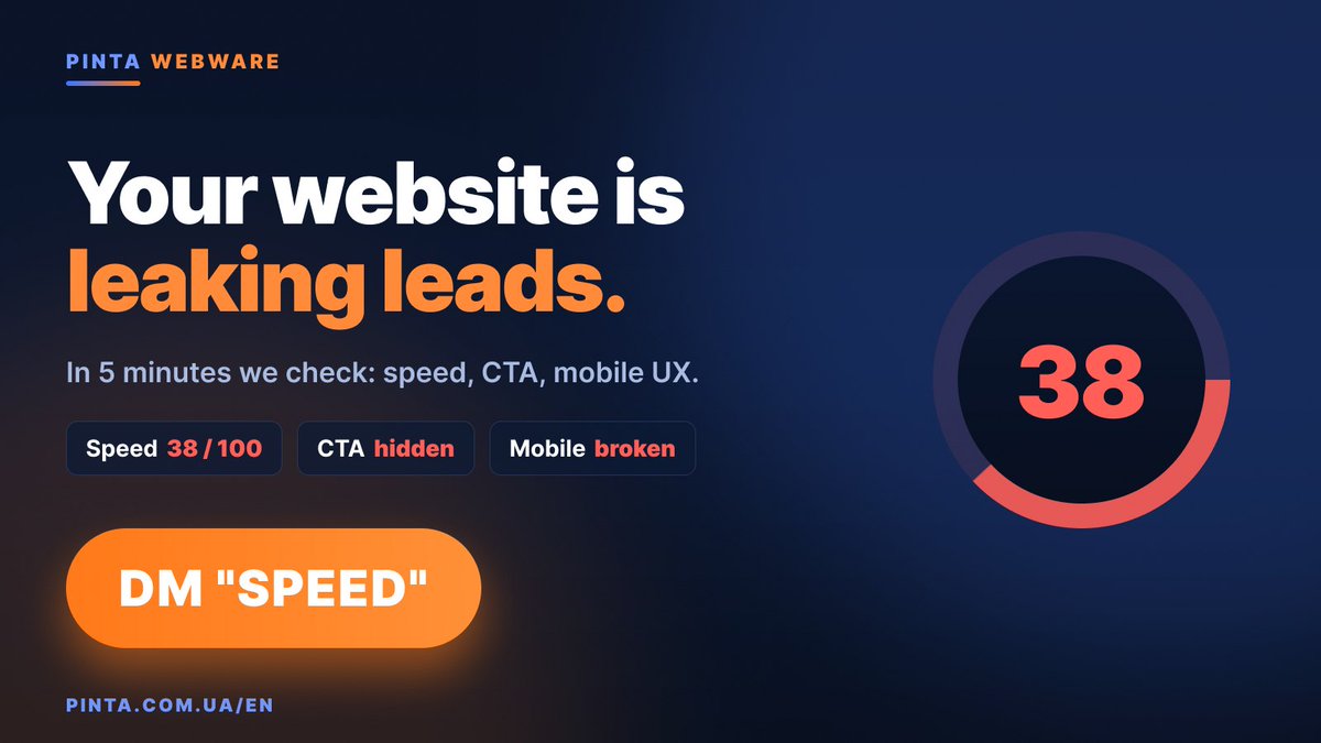 Pinta_Webware's tweet photo. Your website may not need more traffic.

It may need:

⚡️ faster mobile speed  
🎯 clearer CTA  
📱 better mobile UX

We check the basics in 5 minutes.

DM SPEED ⚡️  
https://t.co/K0jXrcBvOA

#webspeed #ux #cro #webdesign https://t.co/RF6cxgeFm0