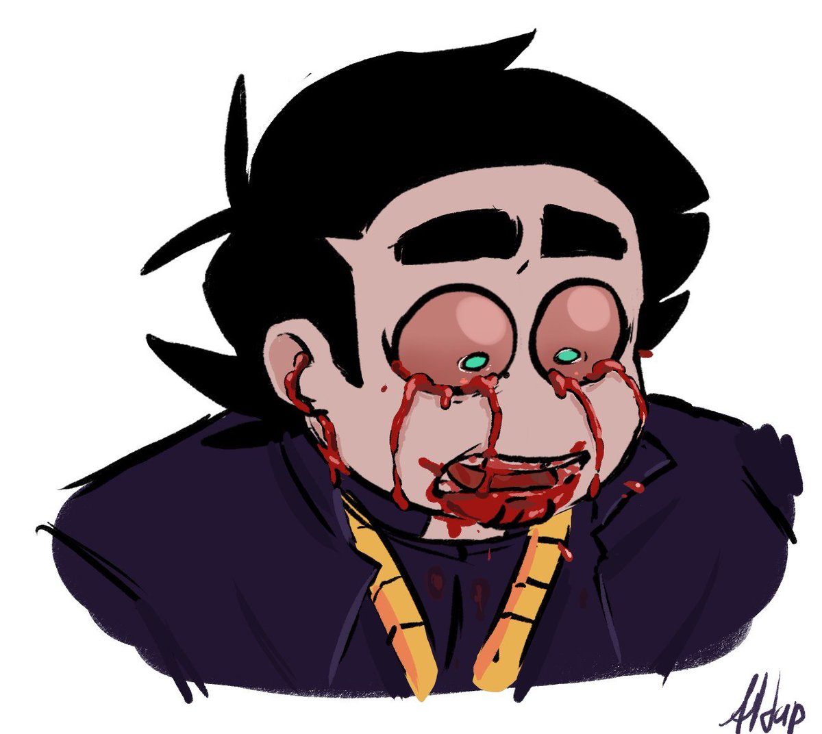 Aldap99's tweet photo. Blood warning

Originally, in the old concept for the comic, Bob's internal organs would eventually start bleeding. But I decided it would be better to make the comic a psychological horror rather than a body horror
#bobvelseb https://t.co/swMDS92ya6