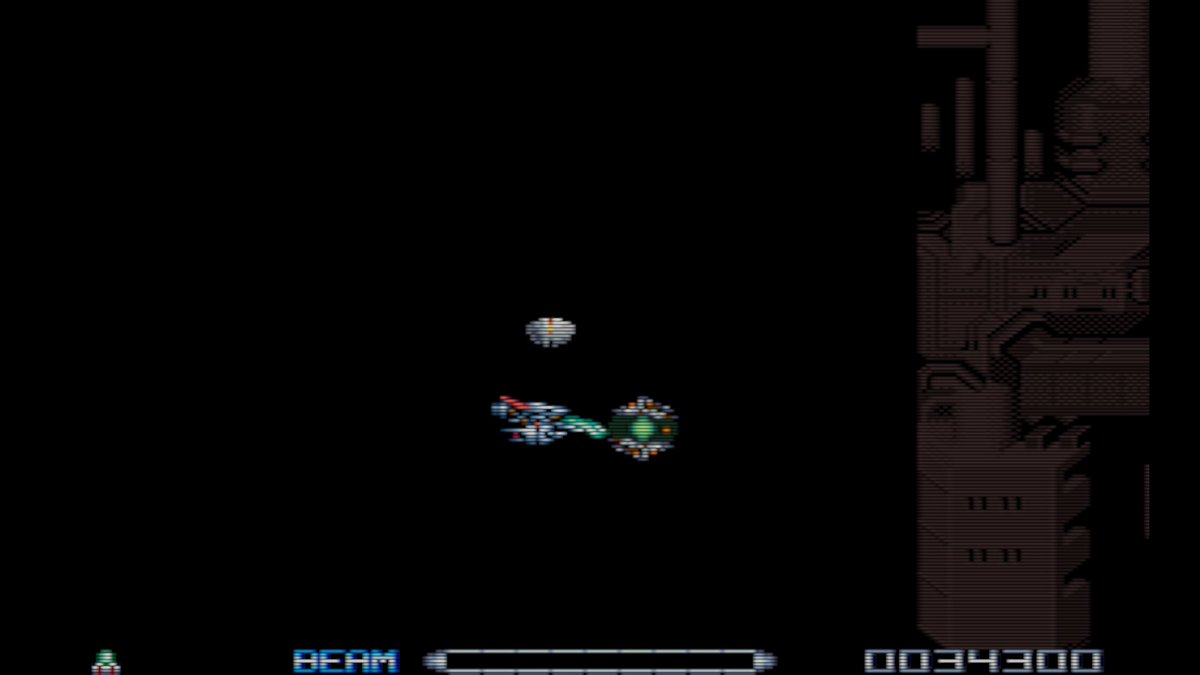 noryfu's tweet photo. R-type3続き。4面のボス前復帰はありません。画面がバグってプレス演出が始まるとサークル安置にいても演出途中で自動的に被弾し進行不可です。敵弾も無し。バグで終わりです。ふざけるのも大概にしてほしいですね。なんなんですか、この画面は。 https://t.co/OF9JAf4X6d