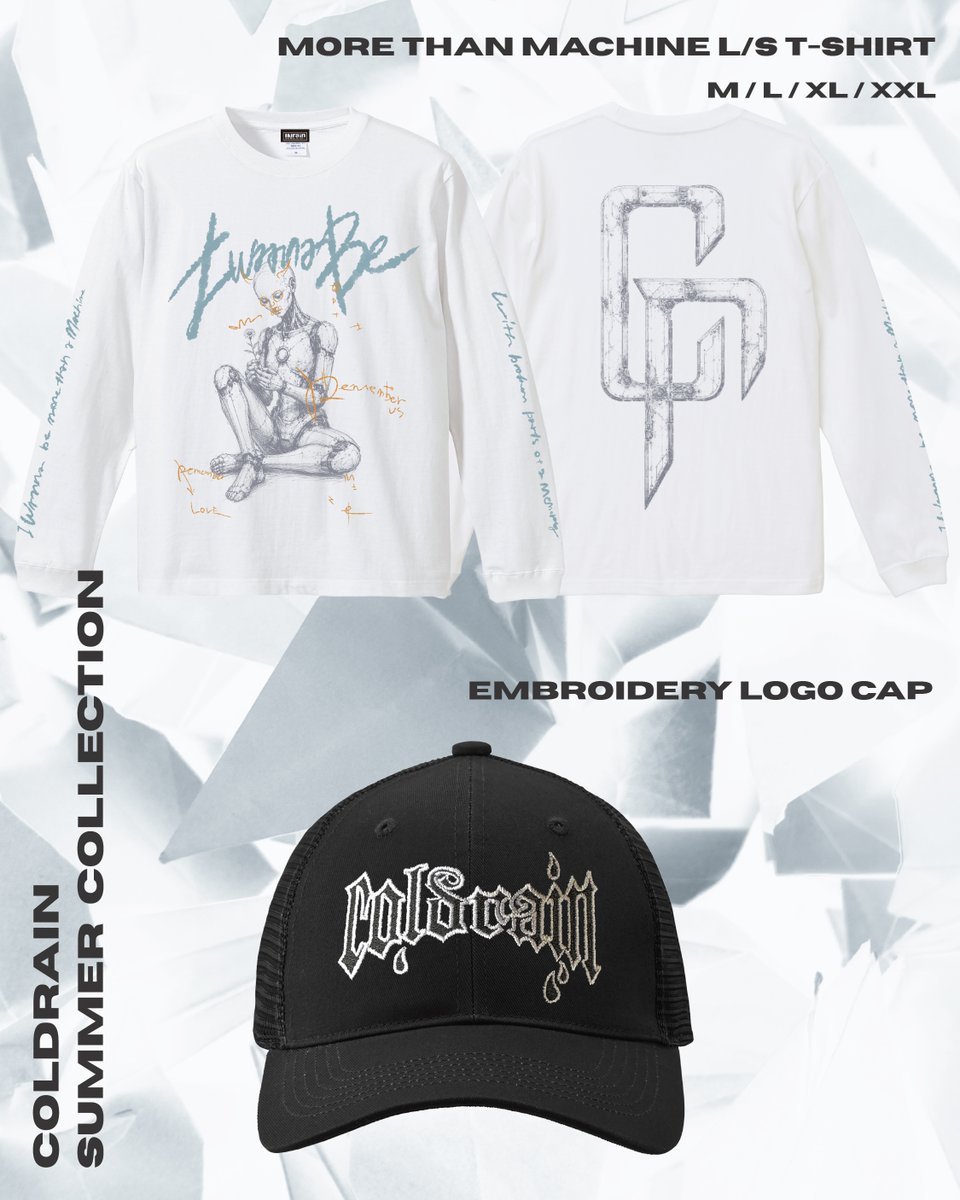 coldrain_jp's tweet photo. 🆕NEW MERCH🆕

7/5 (日) 京都大作戦2026から発売する新グッズ公開!!

<<SUMMER COLLECTION 2026>>
BLUE BLAZE PHOTO T-SHIRT ¥5,000
N.R.O.M PUFF PRINT T-SHIRT ¥4,500
MORE THAN MACHINE T-SHIRT ¥4,500
MORE THAN MACHINE L/S T-SHIRT ¥5,500
EMBROIDERY LOGO CAP ¥3,500
*画像はサンプルのため、実際の製品とは仕様が異なる可能性があります。 

 #coldrain