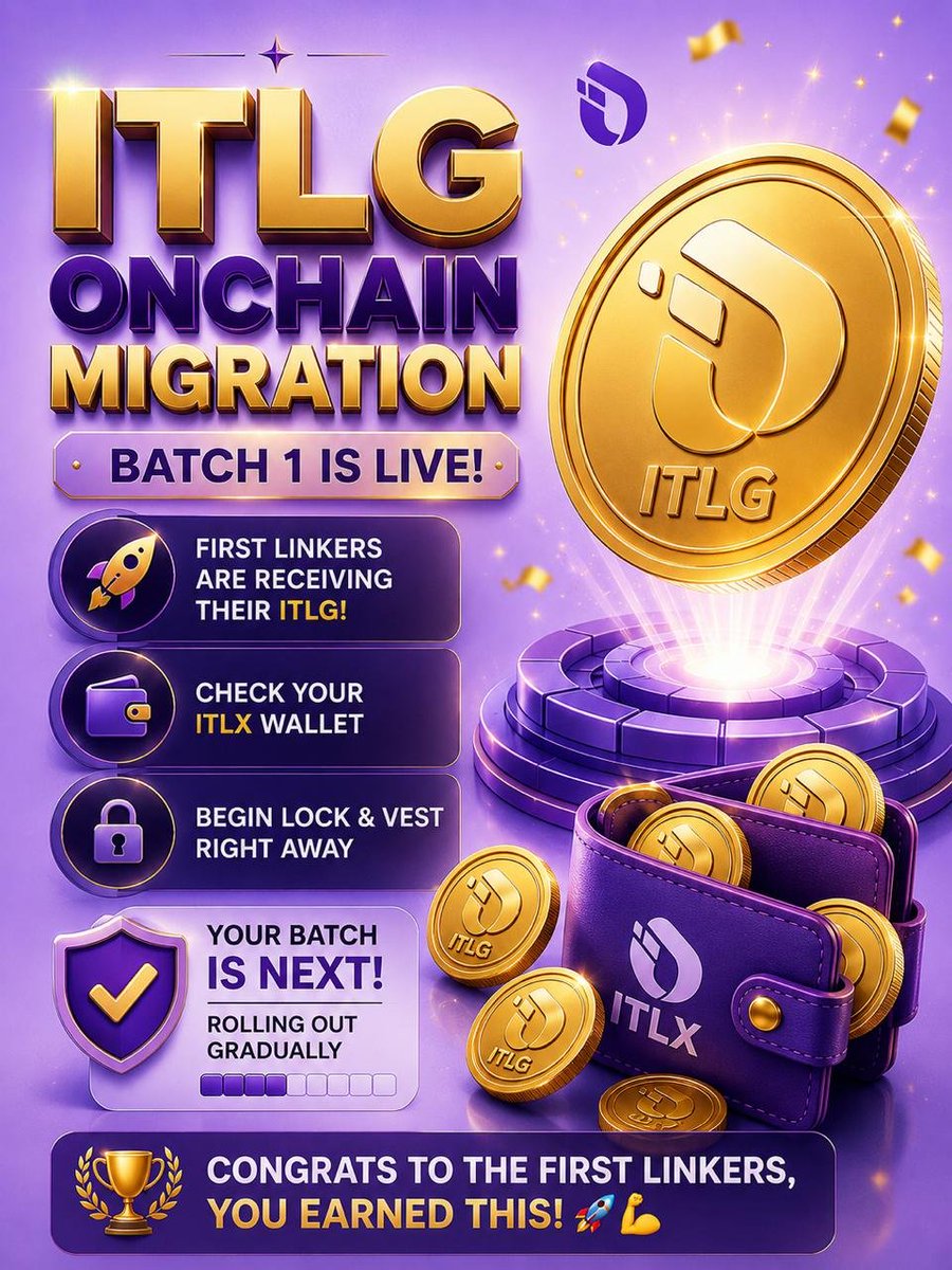 Raju_kommerla's tweet photo. Batch 1 of the ITLG Onchain Migration is officially live! Congratulations to the first Linkers receiving their verified ITLG.
If your batch hasn’t arrived yet, stay patient—migration is rolling out in phases. The journey has just begun!
#InterLink #ITLG #ITL #OnchainMigration https://t.co/uYFlUAhdzj