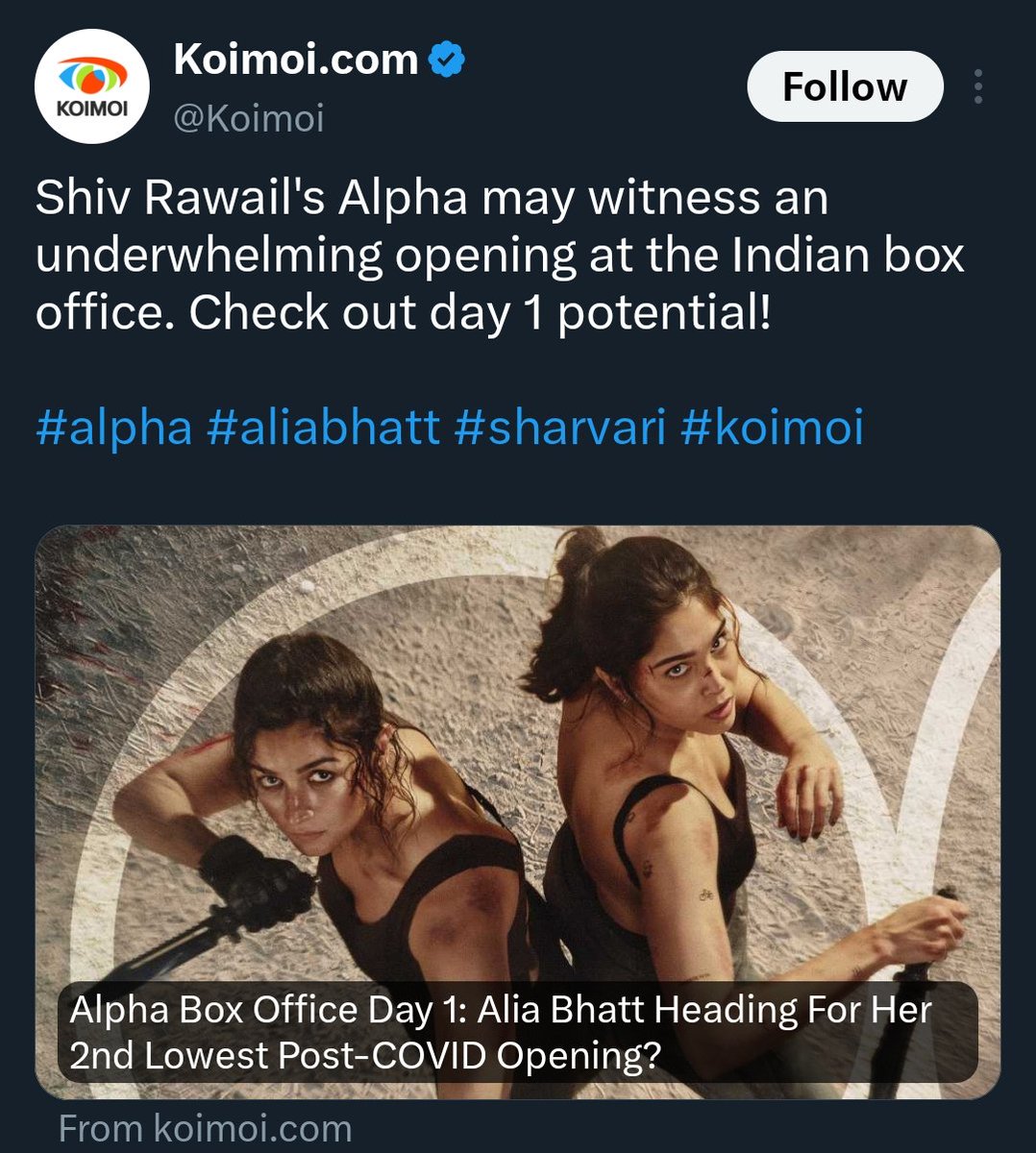 cool_sandyyy's tweet photo. Just alia bhatt things! 🤡

From announcement to pre-production to pre-release, it was Alia Bhatt’s Kalank, Alia Bhatt's Alpha. The day it hit theatres… it became Madhuri Dixit’s Kalank, Shiv Rawail's #Alpha! 😂 https://t.co/nfB4kMesbq