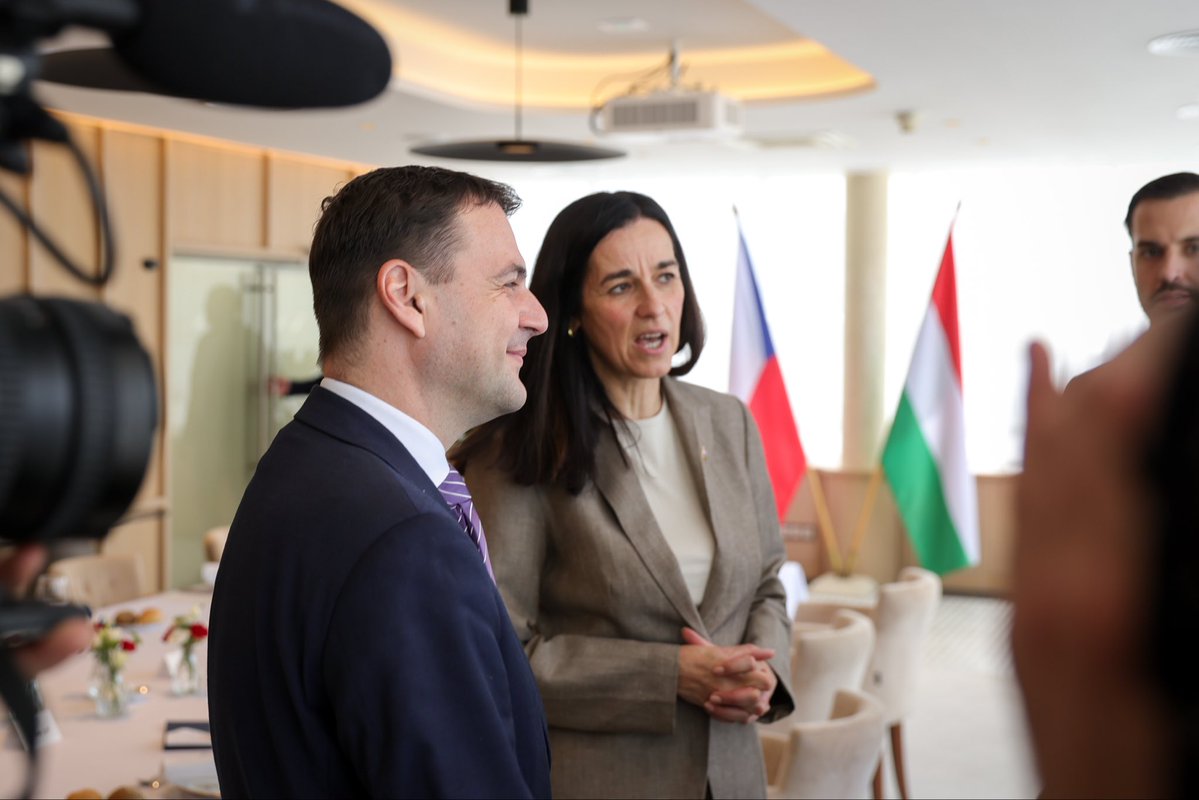CzechMFA's tweet photo. Budapest, at the invitation of Minister Anita Orbán, made one thing clear: the V4 is crucial for our region, and together we have a stronger voice in the EU. 🇨🇿🇭🇺 https://t.co/vzgOAQB4fB