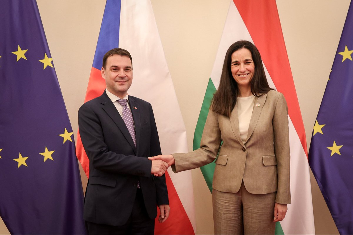 CzechMFA's tweet photo. Budapest, at the invitation of Minister Anita Orbán, made one thing clear: the V4 is crucial for our region, and together we have a stronger voice in the EU. 🇨🇿🇭🇺 https://t.co/vzgOAQB4fB
