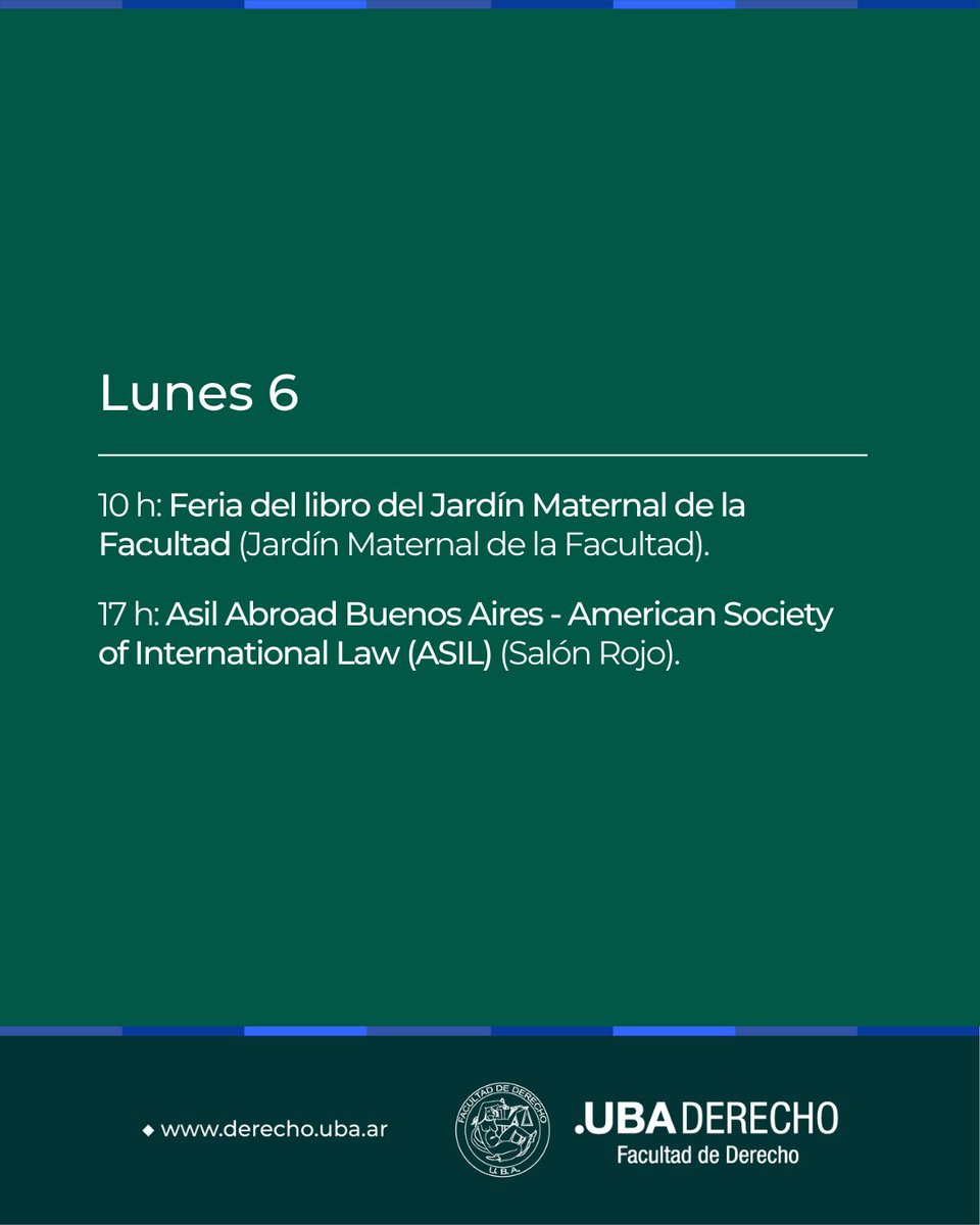 DerechoUBA's tweet photo. 📢 HOY en la Facultad 📅 6/7/26 ➡ https://t.co/Q7JJfZ6ln3

#Agenda #ActividadesAcadémicas #Charlas #Conferencias #Congresos #Conversatorios #Cursos #Seminarios #Talleres https://t.co/WVat8ATWgN