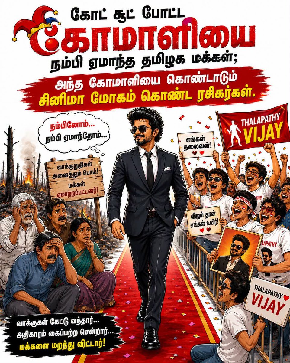 SManikandanSub2's tweet photo. கோட் சூட் ஜோக்கர் 

இந்த நாடு இப்ப ஒரு சர்க்கஸ் கூடாரம போயிடுச்சு https://t.co/JyMHyKv4y0