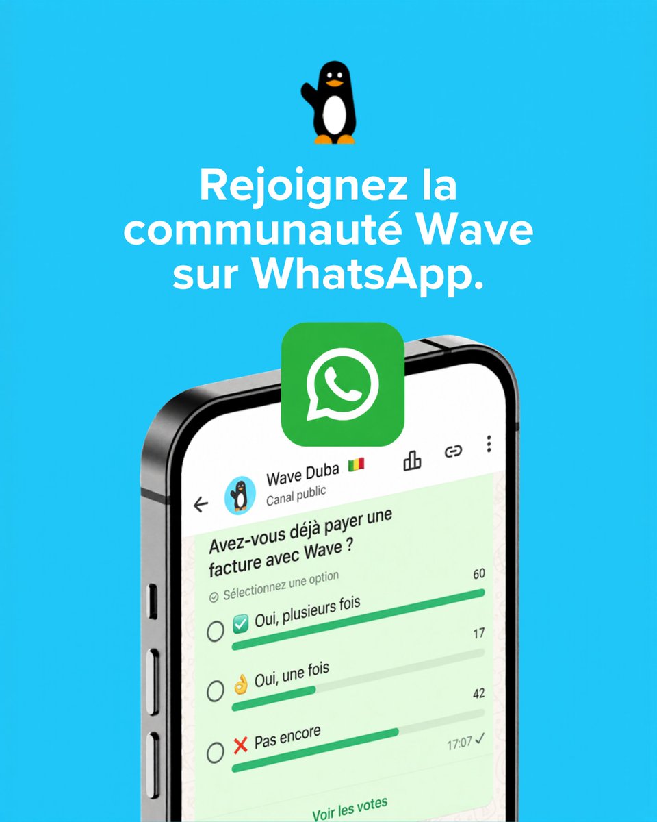 wavemm_mali's tweet photo. Aw Bissimilah Wave Mali Duba kônô 💙
Rejoignez vite notre communauté sur WhatsApp et soyez parmi les premiers informés de nos actualités !
👉 https://t.co/HgTr4weAoW
Informations, conseils, challenges et quizzes 🤭
Ne vous faites pas raconter !
*
#wavemali #ikawariyitayé https://t.co/Wl31xL8SSy