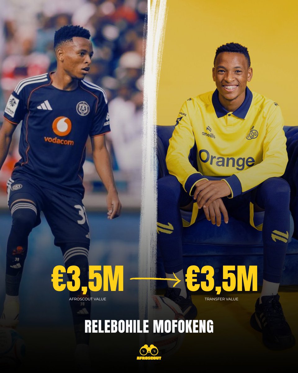 afroscout_'s tweet photo. This move marks a historic moment:
➡️ The most expensive transfer ever recorded from a South African club
➡️ A valuation aligned with our Afroscout estimation: €3.5M https://t.co/6TxLqLBvuZ