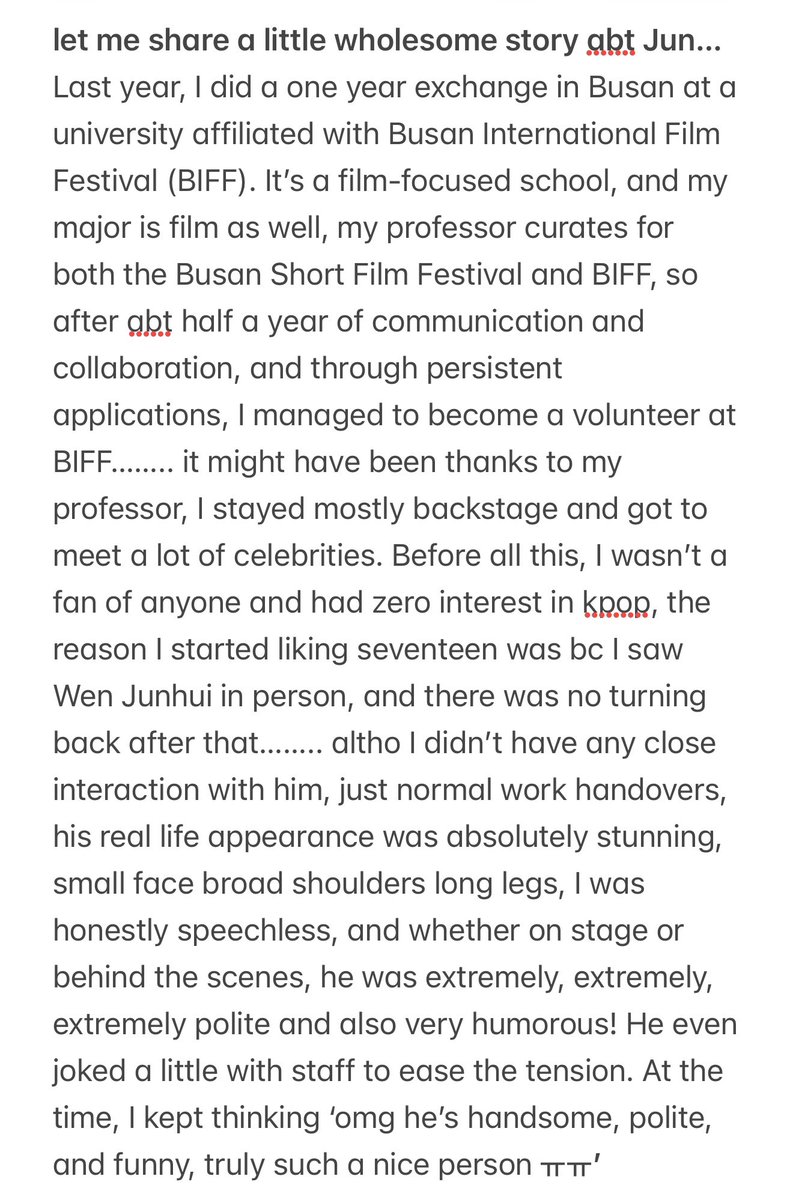 moontomeetyou's tweet photo. another heartwarming story abt jun 🥺

amid all the baseless rumours over the past few days, many ppl who’ve worked with Jun have come forward to share their firsthand experiences of how kind and genuine he is ❤️‍🩹 

this op even got into seventeen after meeting Jun in person 🥹 https://t.co/gH8DDhuxr2